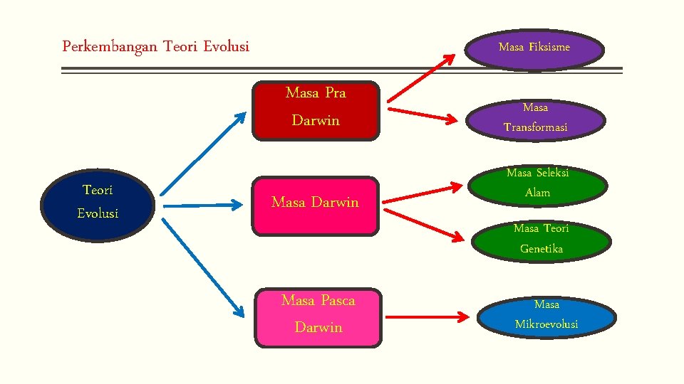 Perkembangan Teori Evolusi Masa Fiksisme Masa Pra Darwin Teori Evolusi Masa Darwin Masa Pasca