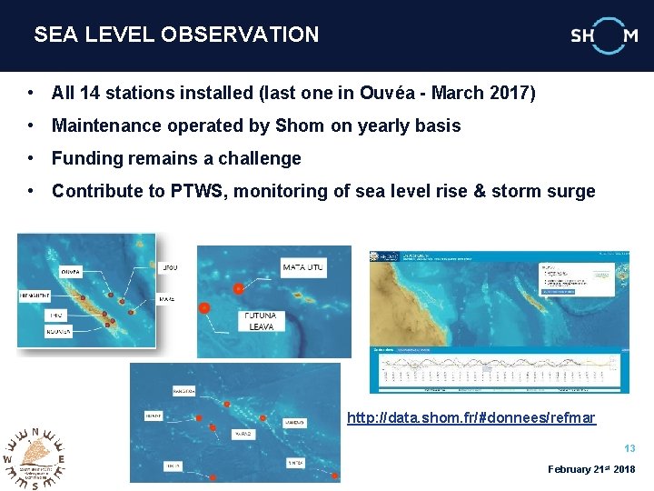 SEA LEVEL OBSERVATION • All 14 stations installed (last one in Ouvéa - March