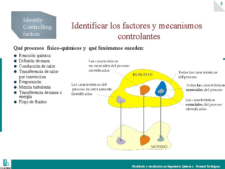 5 Identificar los factores y mecanismos controlantes Qué procesos físico-químicos y qué fenómenos suceden: