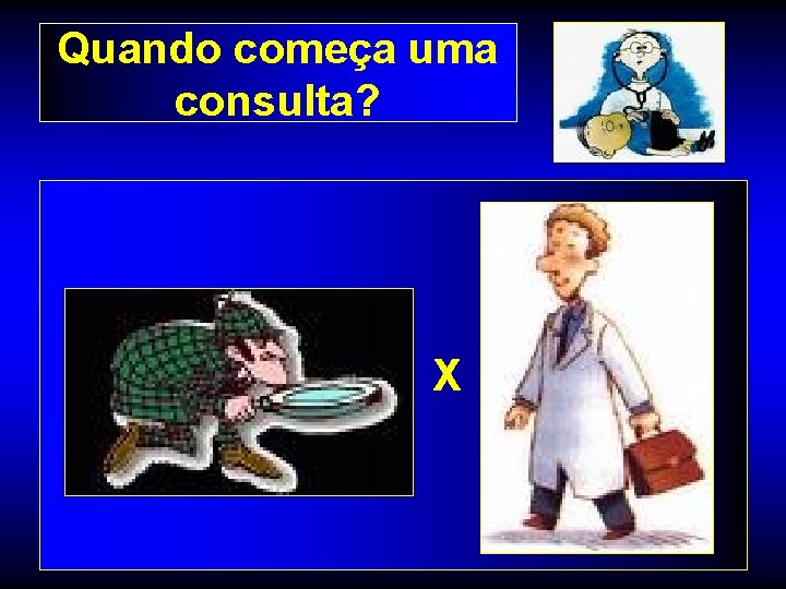 Quando começa uma consulta? X 