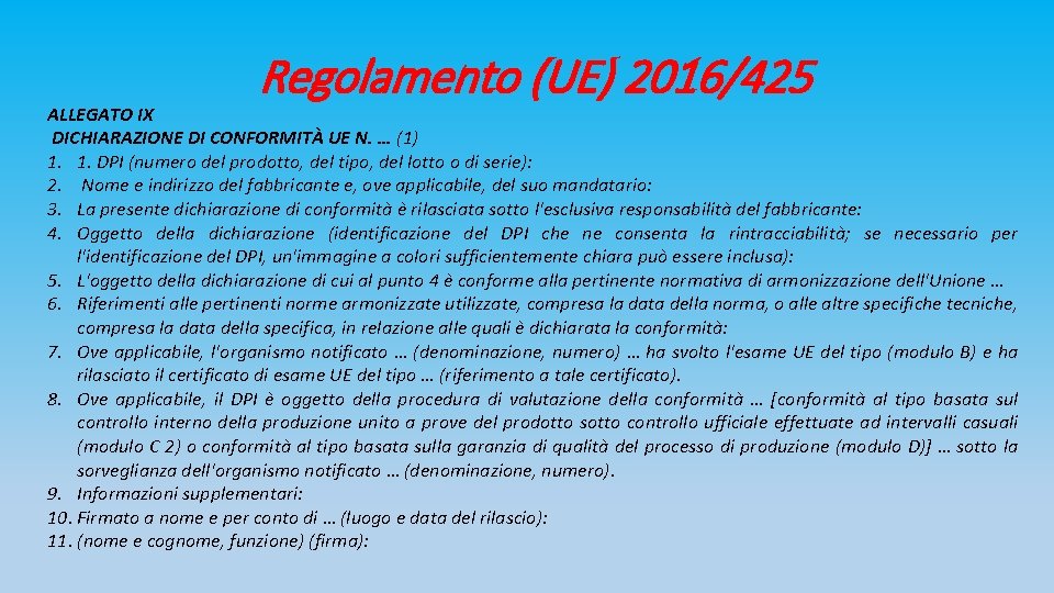 Regolamento (UE) 2016/425 ALLEGATO IX DICHIARAZIONE DI CONFORMITÀ UE N. … (1) 1. 1.