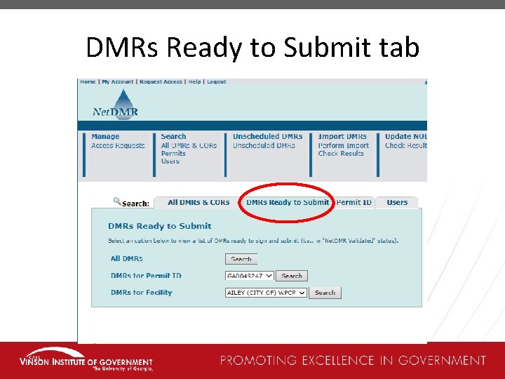 DMRs Ready to Submit tab 