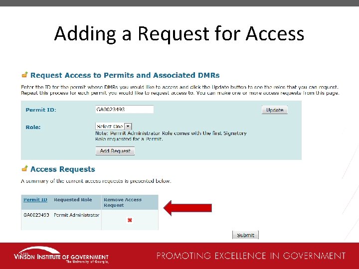 Adding a Request for Access 