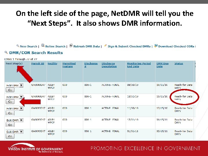 On the left side of the page, Net. DMR will tell you the “Next