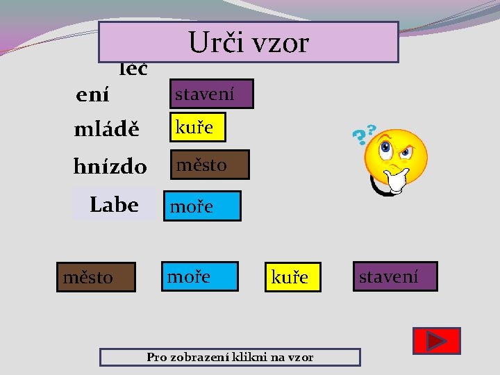 ení léč Urči vzor stavení mládě kuře hnízdo město Labe město moře kuře Pro