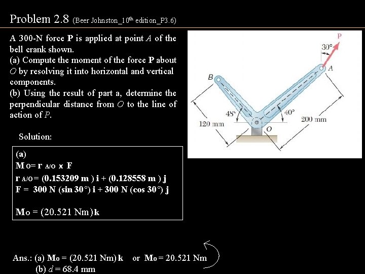 Problem 2. 8 (Beer Johnston_10 th edition_P 3. 6) A 300 -N force P