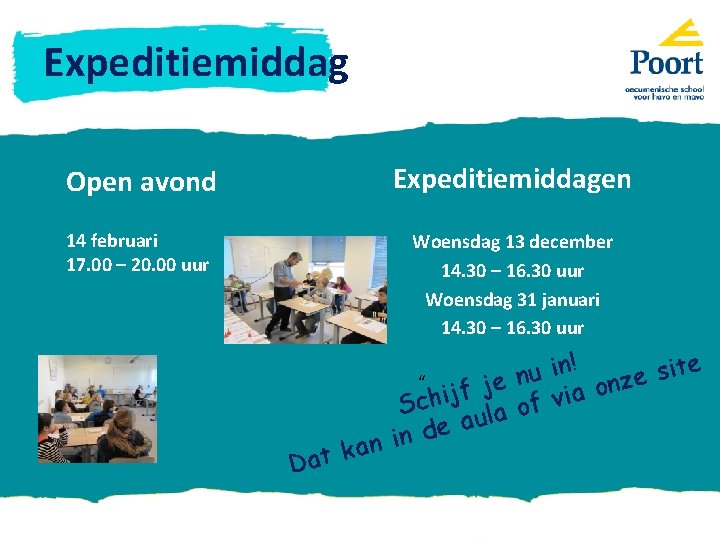 Expeditiemiddag Open avond Expeditiemiddagen 14 februari 17. 00 – 20. 00 uur Woensdag 13