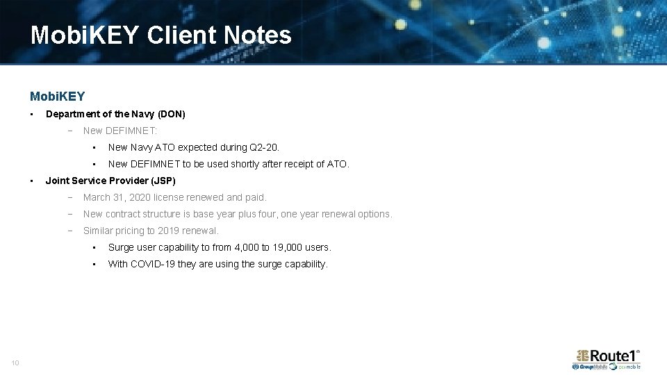 Mobi. KEY Client Notes Mobi. KEY • Department of the Navy (DON) - New