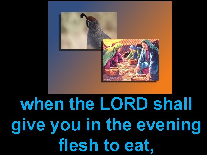 when the LORD shall give you in the evening ﬂesh to eat, 