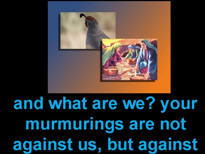 and what are we? your murmurings are not against us, but against 