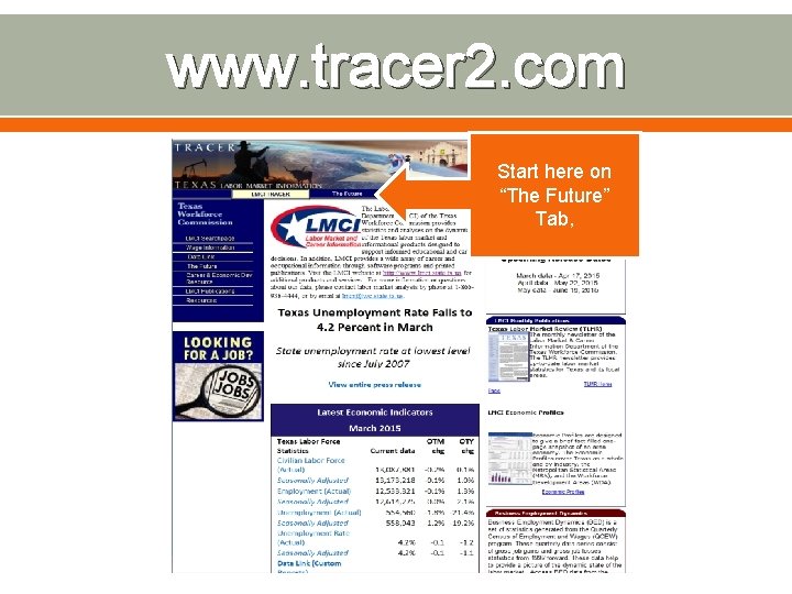 www. tracer 2. com Start here on “The Future” Tab, 
