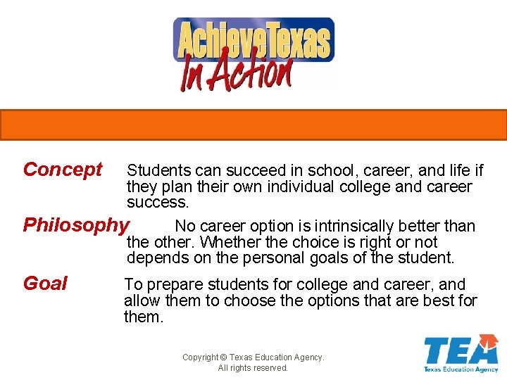 Concept Students can succeed in school, career, and life if they plan their own