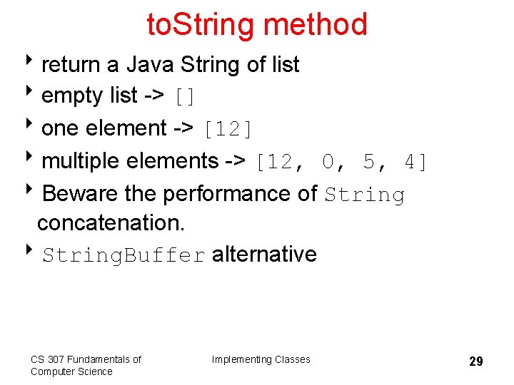 to. String method 8 return a Java String of list 8 empty list ->
