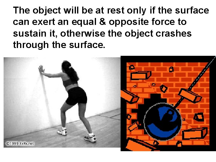 The object will be at rest only if the surface can exert an equal