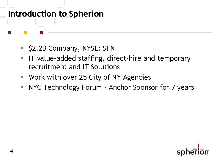 Introduction to Spherion $2. 2 B Company, NYSE: SFN IT value-added staffing, direct-hire and