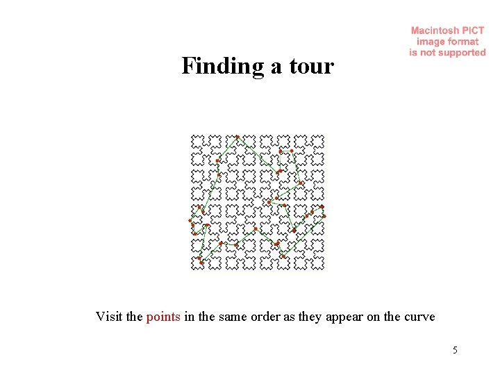 Finding a tour Visit the points in the same order as they appear on Finding a tour Visit the points in the same order as they appear on
