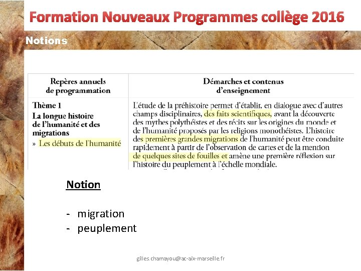 Formation Nouveaux Programmes collège 2016 Notions Notion - migration - peuplement gilles. chamayou@ac-aix-marseille. fr