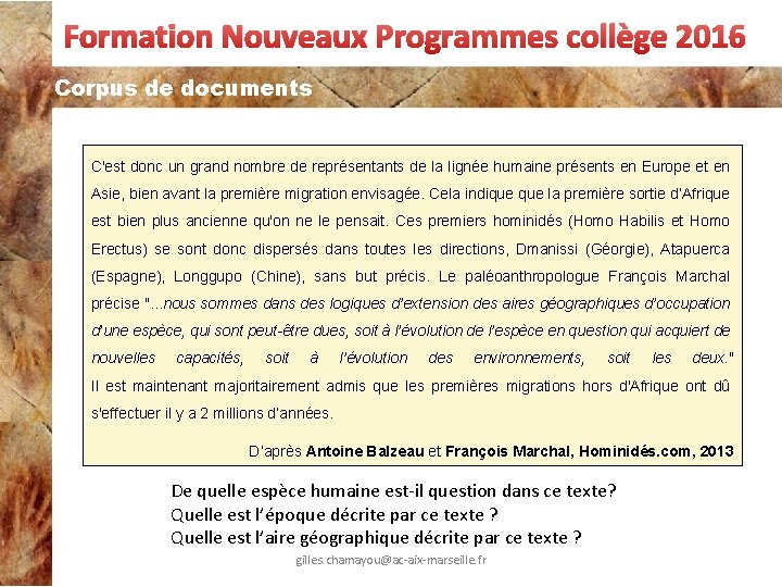 Formation Nouveaux Programmes collège 2016 Corpus de documents C'est donc un grand nombre de