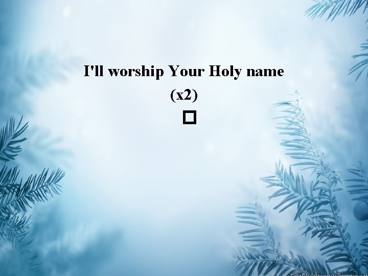 I'll worship Your Holy name (x 2) � 