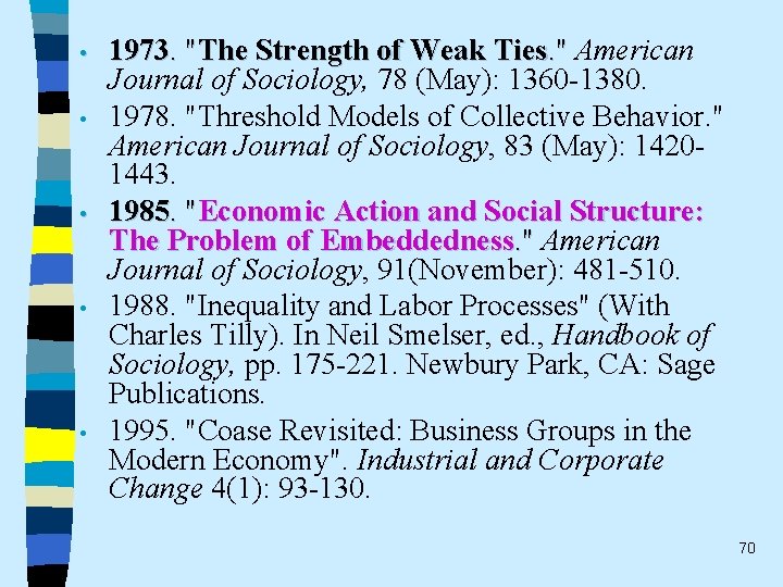  • • • 1973. "The Strength of Weak Ties. " American Journal of