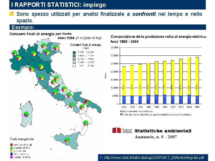 I RAPPORTI STATISTICI: impiego Sono spesso utilizzati per analisi finalizzate a confronti nel tempo