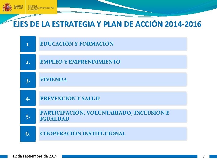 EJES DE LA ESTRATEGIA Y PLAN DE ACCIÓN 2014 -2016 1. EDUCACIÓN Y FORMACIÓN