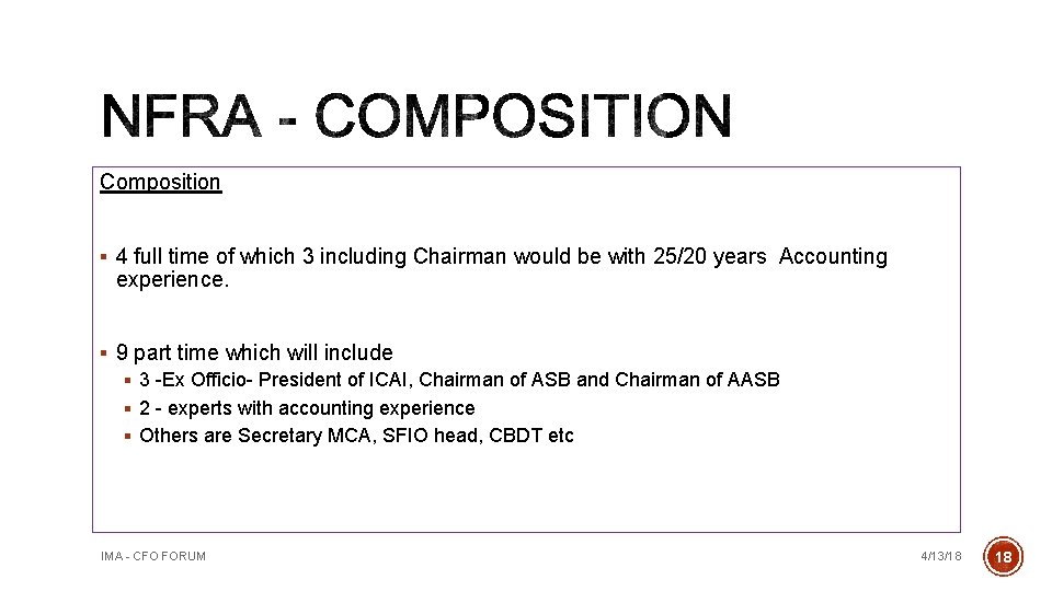 Composition § 4 full time of which 3 including Chairman would be with 25/20