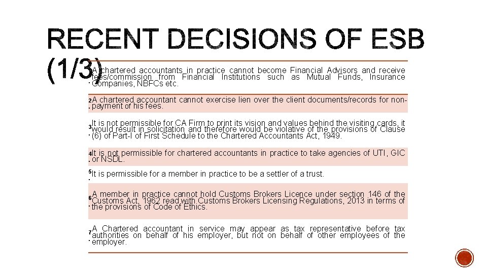 A chartered accountants in practice cannot become Financial Advisors and receive from Financial Institutions