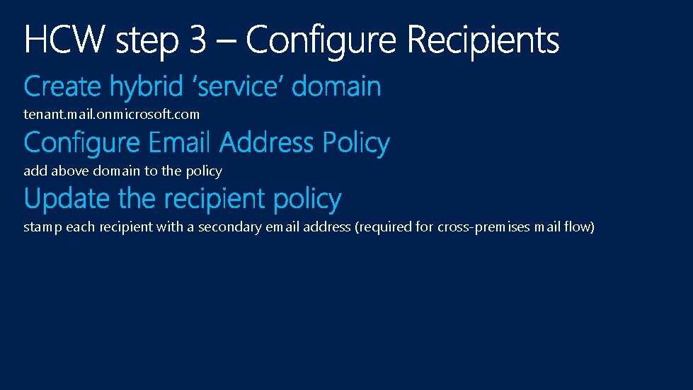 tenant. mail. onmicrosoft. com add above domain to the policy stamp each recipient with