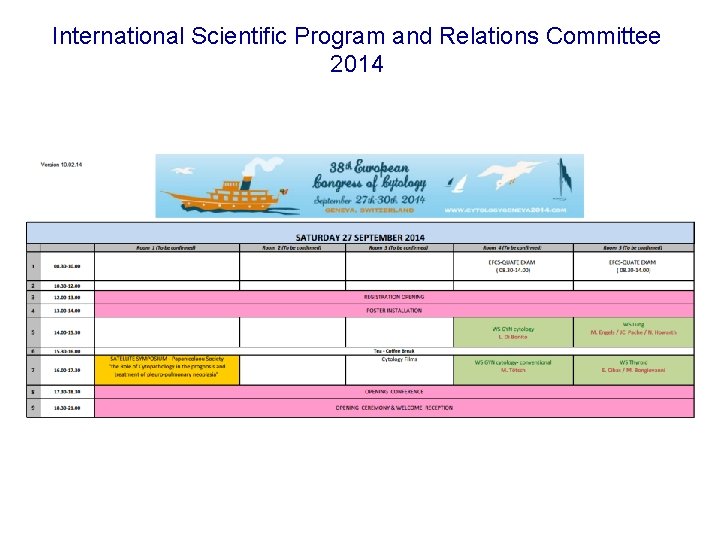 International Scientific Program and Relations Committee 2014 