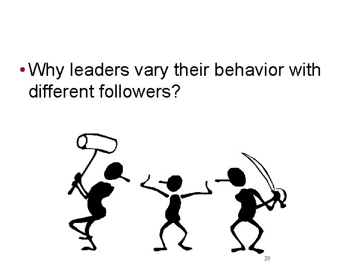  • Why leaders vary their behavior with different followers? 29 