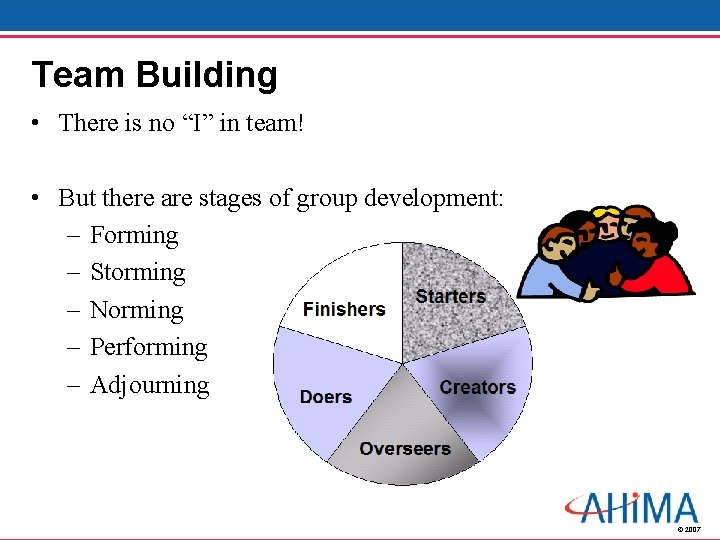 Team Building • There is no “I” in team! • But there are stages