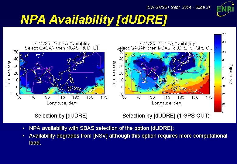 ION GNSS+ Sept. 2014 - Slide 21 NPA Availability [d. UDRE] Selection by [d.