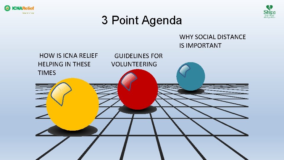 3 Point Agenda WHY SOCIAL DISTANCE IS IMPORTANT HOW IS ICNA RELIEF HELPING IN