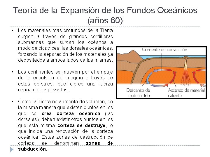 Teoría de la Expansión de los Fondos Oceánicos (años 60) • Los materiales más