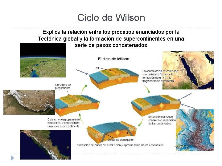 Ciclo de Wilson Explica la relación entre los procesos enunciados por la Tectónica global