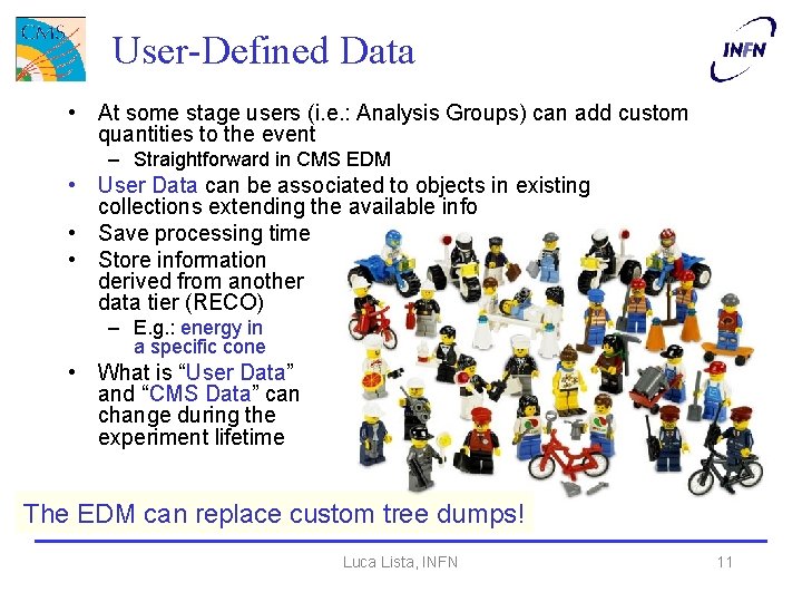 User-Defined Data • At some stage users (i. e. : Analysis Groups) can add