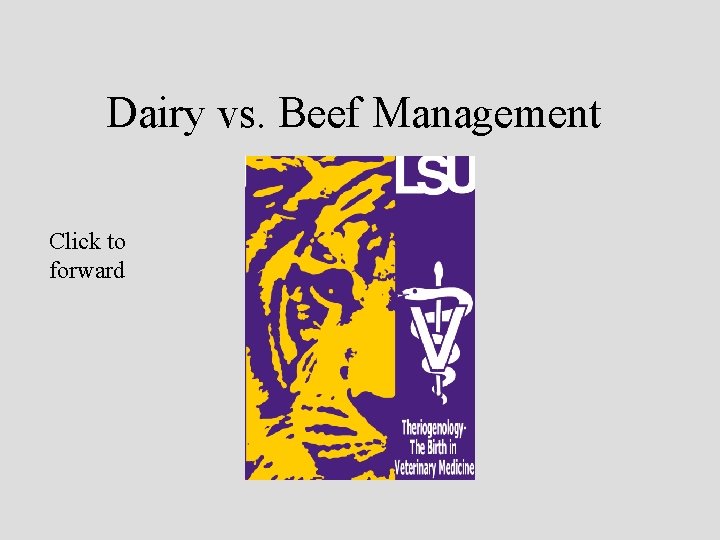 Dairy vs. Beef Management Click to forward 