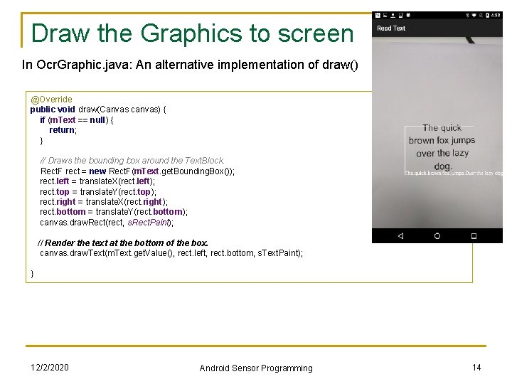 Draw the Graphics to screen In Ocr. Graphic. java: An alternative implementation of draw()