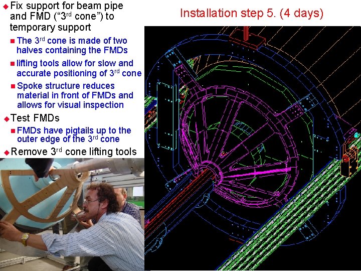 u. Fix support for beam pipe Installation Review and FMD (“ 3 rd cone”)