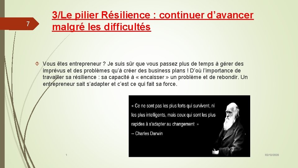 7 3/Le pilier Résilience : continuer d’avancer malgré les difficultés Vous êtes entrepreneur ?