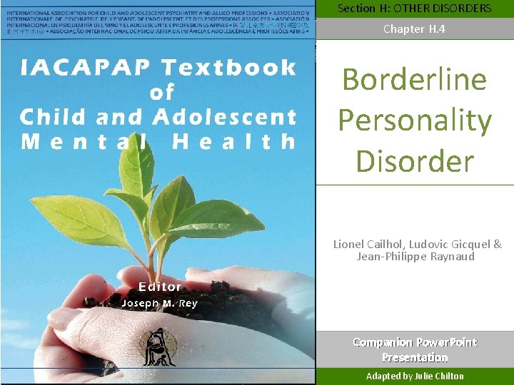 Section H: OTHER DISORDERS Chapter H. 4 Borderline Personality Disorder Lionel Cailhol, Ludovic Gicquel
