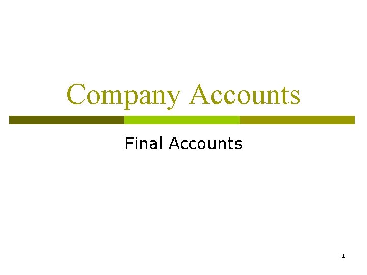 Company Accounts Final Accounts 1 