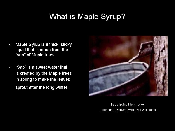 What is Maple Syrup? • Maple Syrup is a thick, sticky liquid that is
