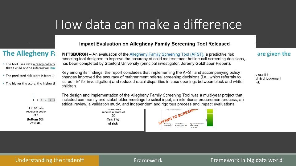 How data can make a difference Understanding the tradeoff Framework in big data 5