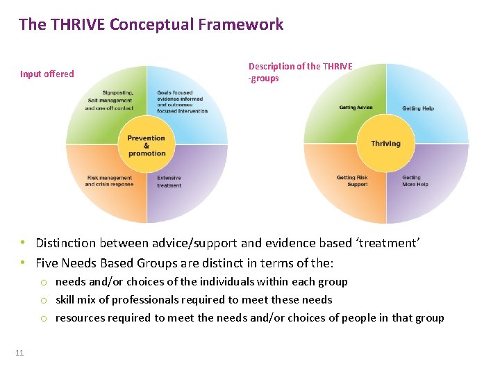The THRIVE Conceptual Framework Input offered Description of the THRIVE -groups • Distinction between The THRIVE Conceptual Framework Input offered Description of the THRIVE -groups • Distinction between