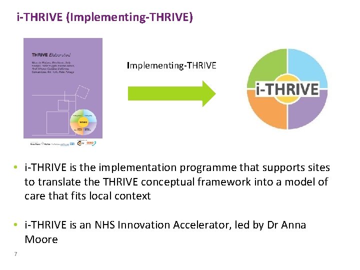 i-THRIVE (Implementing-THRIVE) Implementing-THRIVE • i-THRIVE is the implementation programme that supports sites to translate i-THRIVE (Implementing-THRIVE) Implementing-THRIVE • i-THRIVE is the implementation programme that supports sites to translate