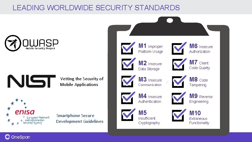 LEADING WORLDWIDE SECURITY STANDARDS Vetting the Security of Mobile Applications Smartphone Secure Development Guidelines