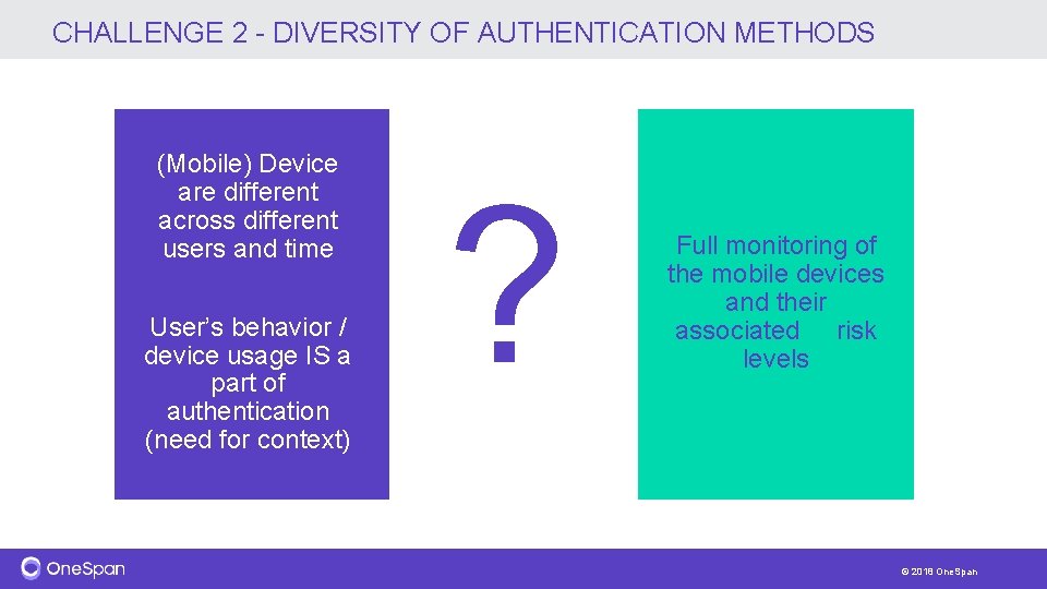 CHALLENGE 2 - DIVERSITY OF AUTHENTICATION METHODS (Mobile) Device are different across different users
