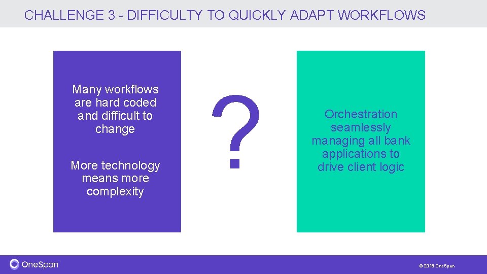 CHALLENGE 3 - DIFFICULTY TO QUICKLY ADAPT WORKFLOWS Many workflows are hard coded and